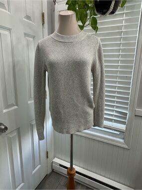 LOF Light Gray Waffle-Knit Crewneck Sweater
